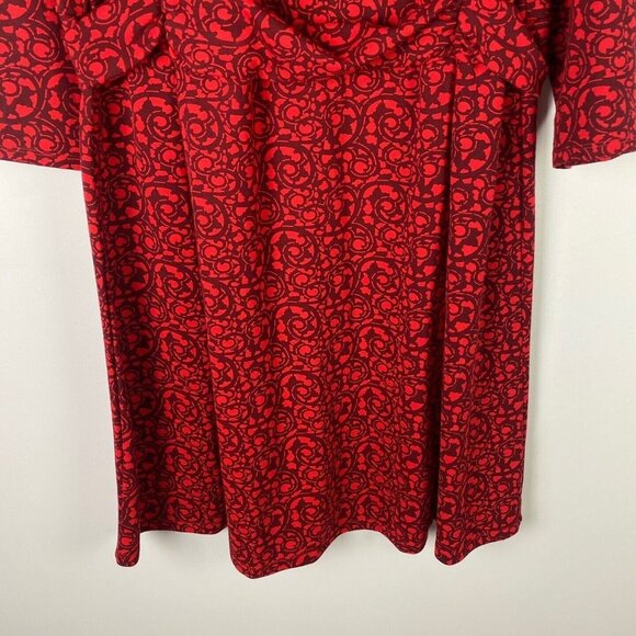 Lands End Fit Flare Dress Faux Wrap 3/4 Sleeves Knee Length Red Size 18 - Picture 3 of 10